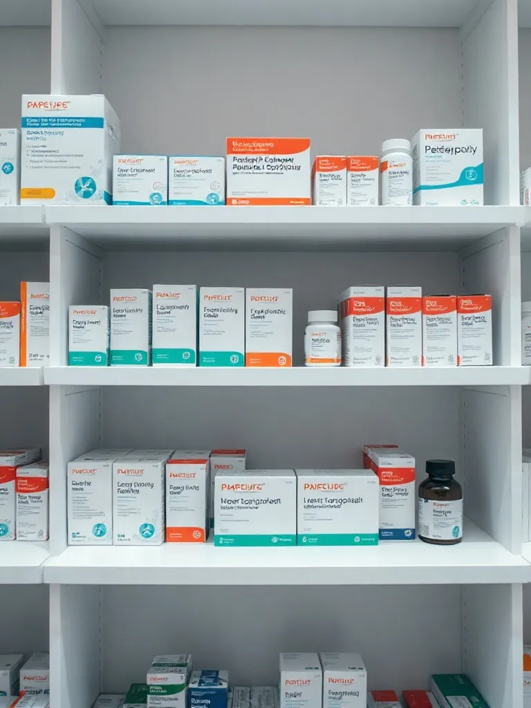 A clean, clinical close-up of organized medicine boxes on a